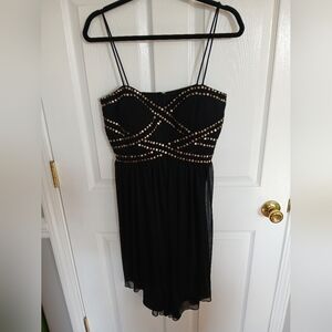 Betsy & Adam Metallic Beaded Chiffon  Dress Womens 8 Formal Party Cocktail